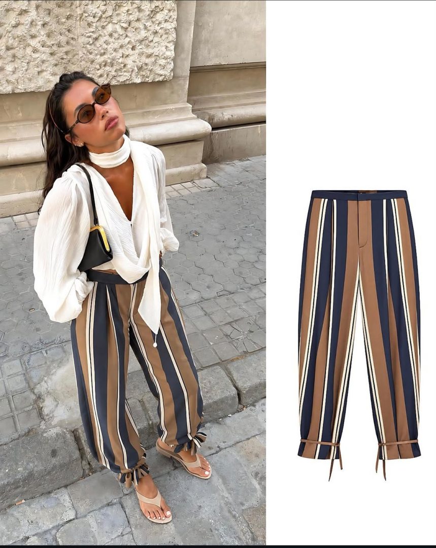 Dikey çizgili modern pantolon