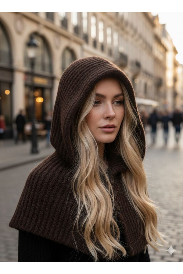 Boyundan Geçmeli Yumuşak Dokulu Düğmeli Bağcıklı Balaklava Model Triko Bere