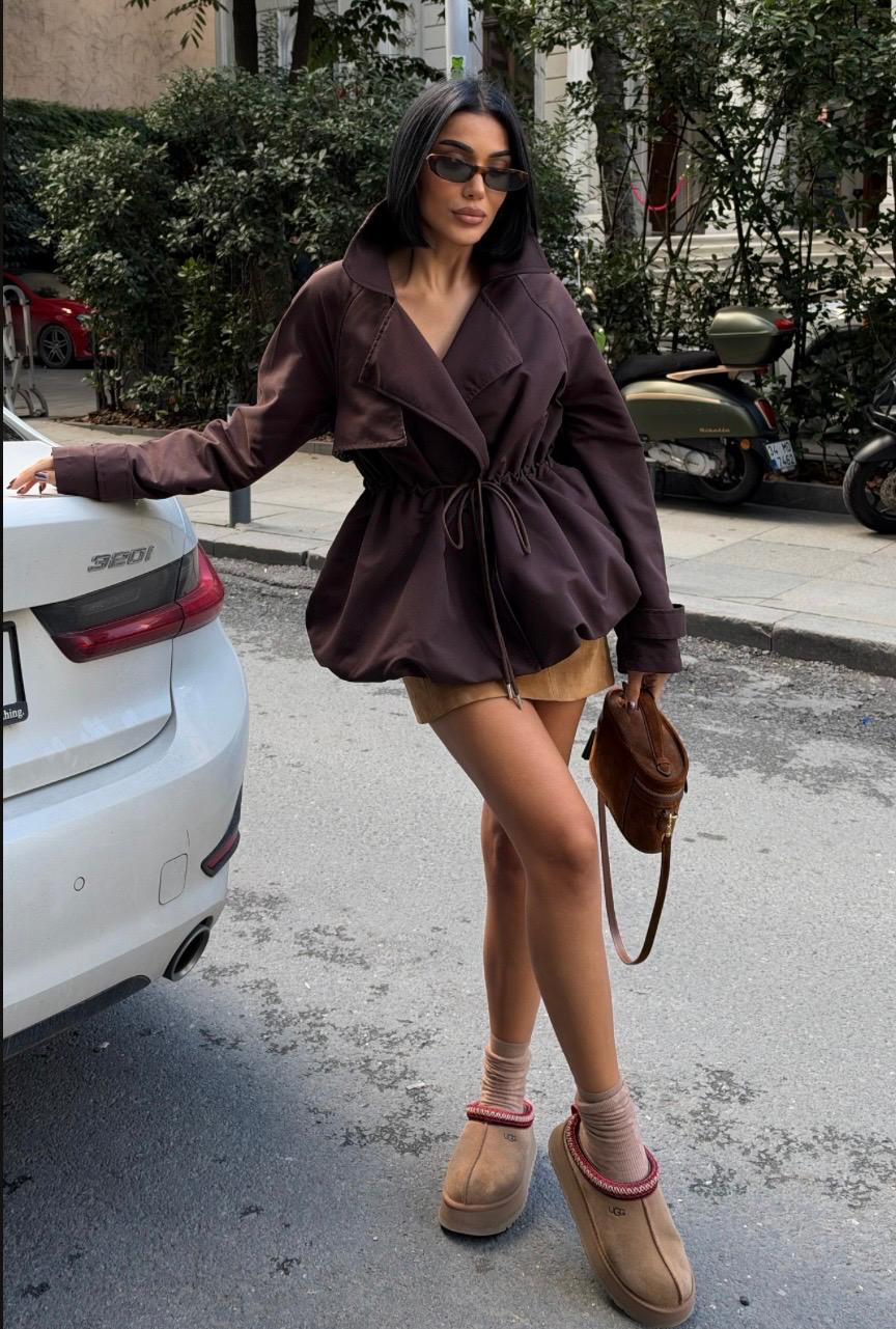 Zra model balon kesim premium trençkot